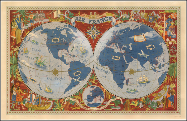 58-World, World, Atlantic Ocean, Europe, Europe, Asia, Asia, Africa and Africa Map By Lucien Bouch