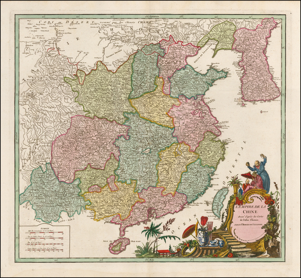 64-China and Korea Map By Gilles Robert de Vaugondy