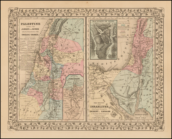 72-Holy Land Map By Samuel Augustus Mitchell Jr.