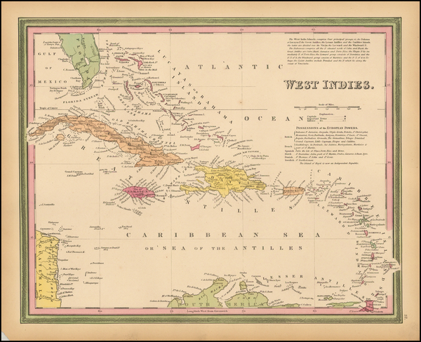 84-Southeast and Caribbean Map By Samuel Augustus Mitchell