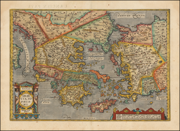 16-Turkey, Turkey & Asia Minor, Balearic Islands and Greece Map By Abraham Ortelius