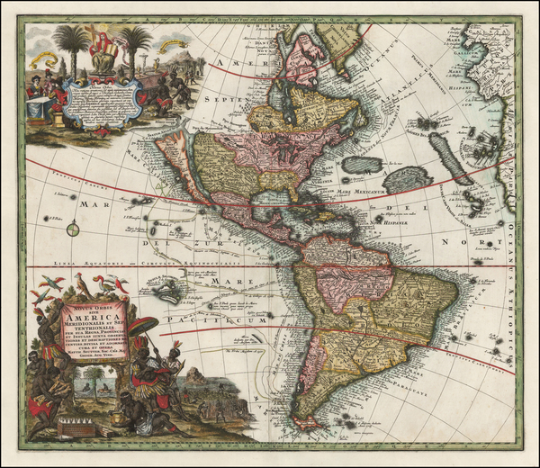 77-Western Hemisphere, South America and America Map By Matthaus Seutter