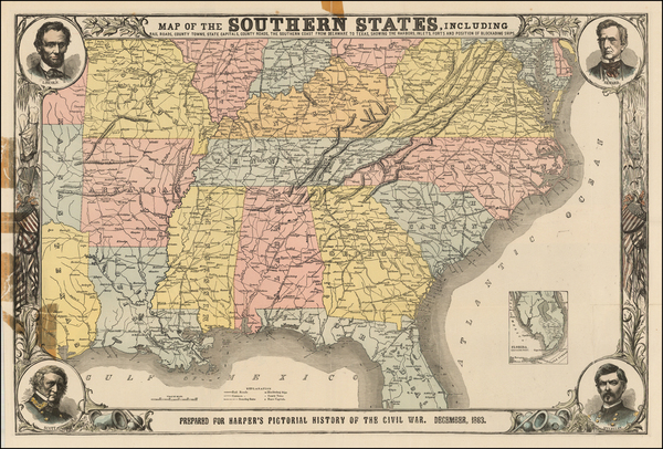 5-United States, South, Southeast and Texas Map By Harper