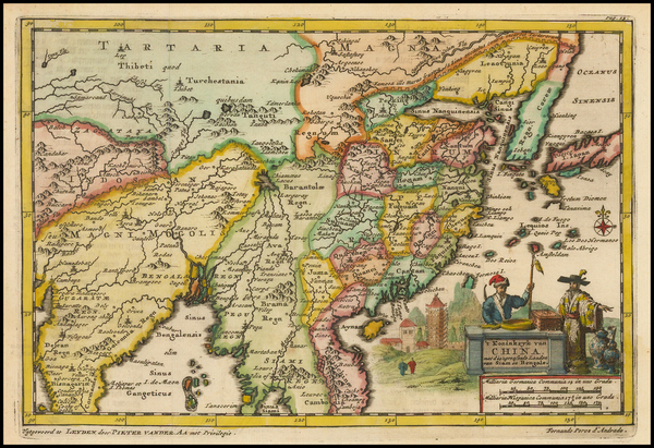 47-China and Korea Map By Pieter van der Aa