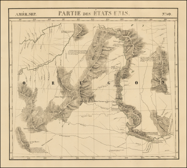 91-Plains and Rocky Mountains Map By Philippe Marie Vandermaelen