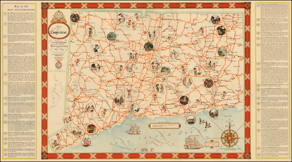 32-New England, Connecticut and Pictorial Maps Map By John Held