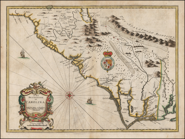 33-Southeast, North Carolina and South Carolina Map By John Speed