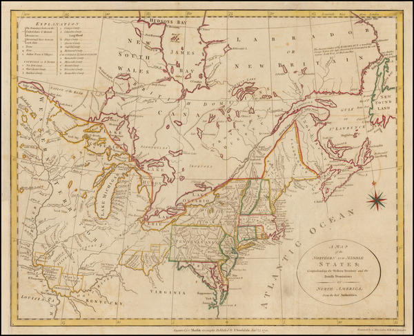 30-United States, New England, Mid-Atlantic, Midwest and Canada Map By John Stockdale / Jedidiah M