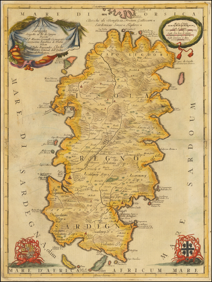 30-Sardinia Map By Vincenzo Maria Coronelli