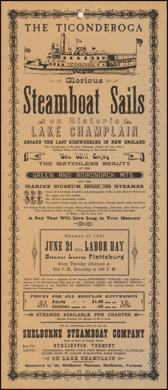 83-New England and Vermont Map By Shelburne Steamboat Company