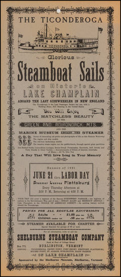 61-New England Map By Shelburne Steamboat Company