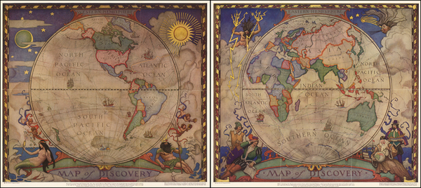 32-World Map By Newell Convers Wyeth