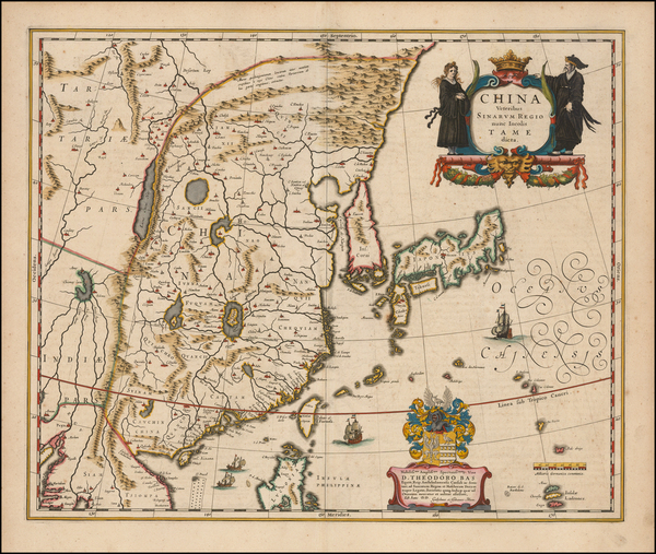 24-China and Korea Map By Willem Janszoon Blaeu