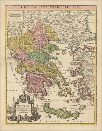 44-Greece Map By Johann Christoph Weigel