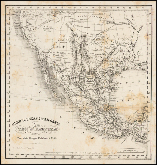 40-Texas, Southwest, Rocky Mountains, Mexico and California Map By Thomas J. Farnham