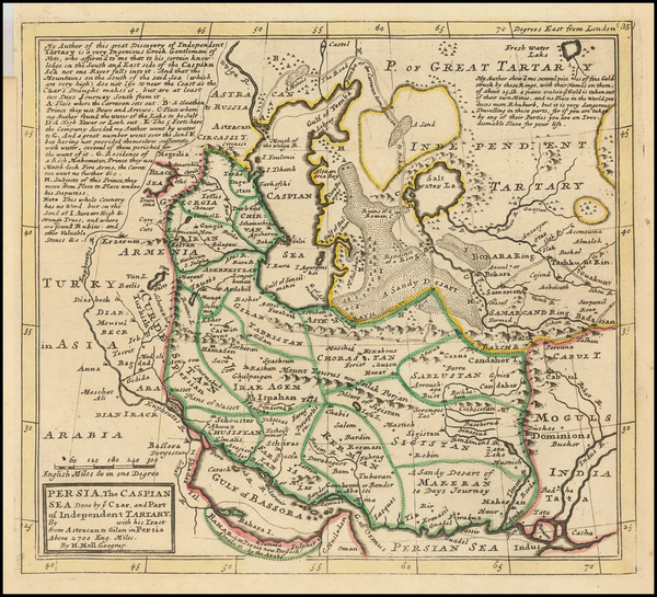 26-Central Asia & Caucasus, Middle East and Persia & Iraq Map By Herman Moll