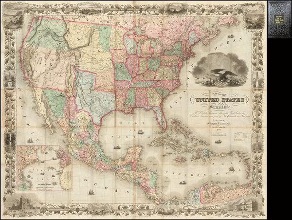 88-United States and California Map By Joseph Hutchins Colton