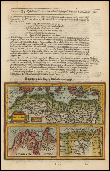 73-Mediterranean and North Africa Map By Jodocus Hondius / Samuel Purchas