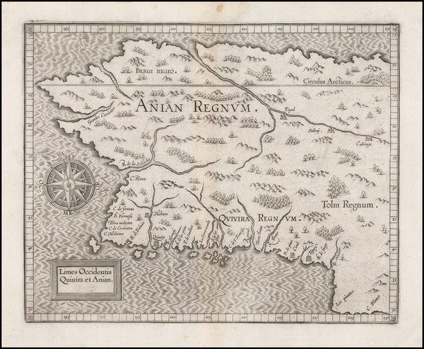 70-Alaska, California and Canada Map By Cornelis van Wytfliet