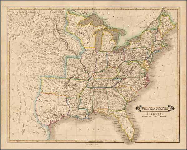 23-United States and Texas Map By William Home Lizars