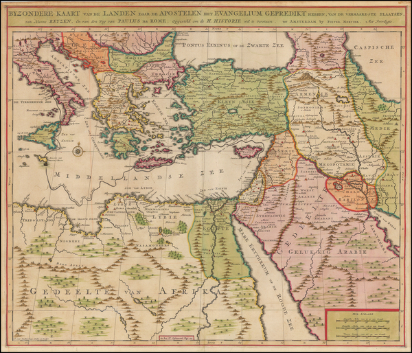 43-Mediterranean, Middle East, Holy Land, Turkey & Asia Minor and Greece Map By Pierre Mortier