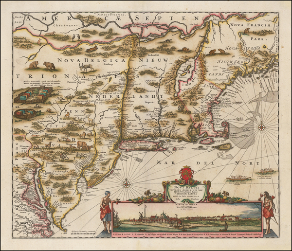 96-New England, New York City, New York State, Mid-Atlantic and Canada Map By Justus Danckerts