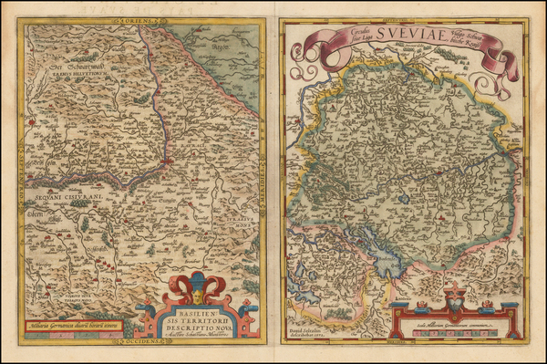 85-Switzerland and Germany Map By Abraham Ortelius