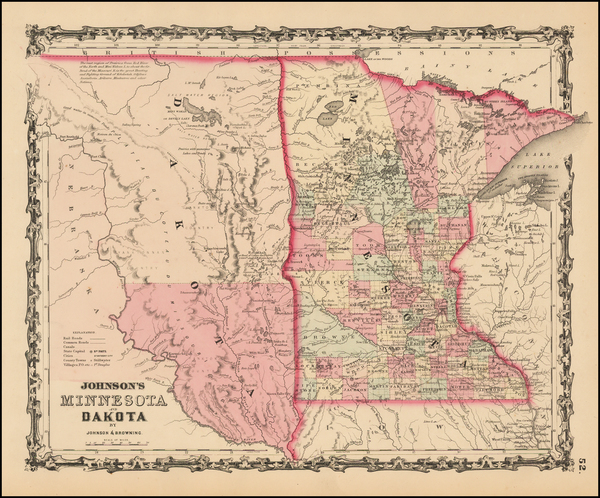 69-Midwest and Plains Map By Alvin Jewett Johnson  &  Ross C. Browning