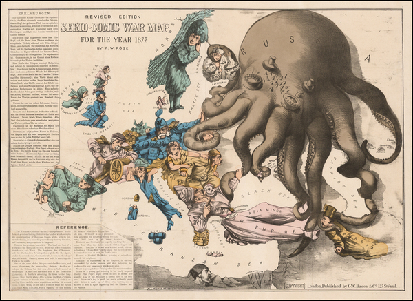 37-Europe, Europe and Curiosities Map By Bacon & Co. / Fred Rose