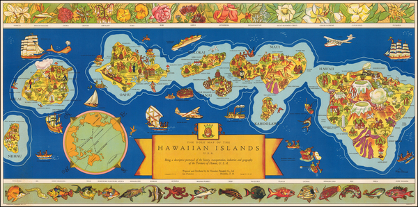 22-Hawaii and Hawaii Map By Hawaiian Pineapple Company