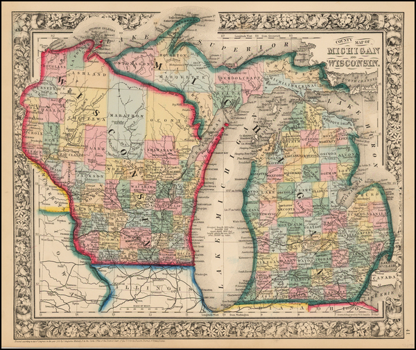 77-Midwest Map By Samuel Augustus Mitchell