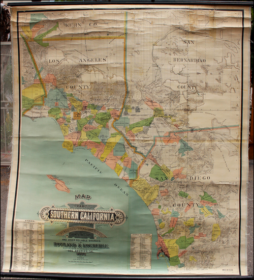 42-California, Los Angeles and San Diego Map By Schmidt Label & Litho. Co. / Howland & Koe