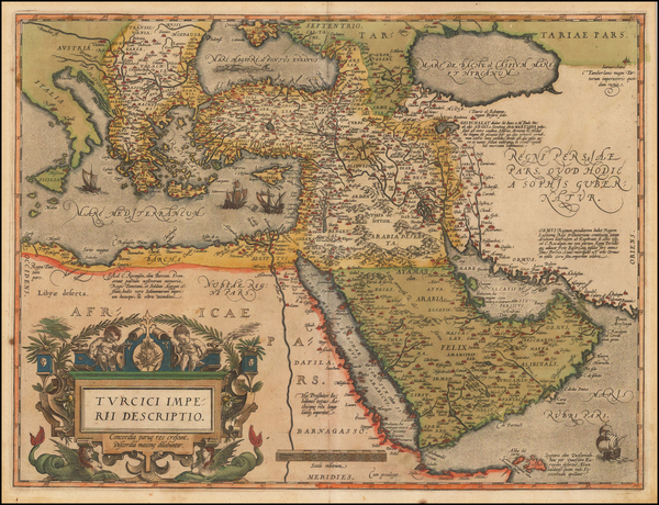 7-Turkey, Mediterranean, Middle East and Turkey & Asia Minor Map By Abraham Ortelius