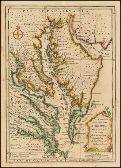 38-Mid-Atlantic and Southeast Map By Emanuel Bowen