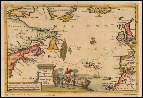 27-Atlantic Ocean, New England and Mid-Atlantic Map By Pieter van der Aa