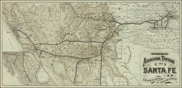 26-Plains, Southwest, Rocky Mountains and California Map By Poole Brothers