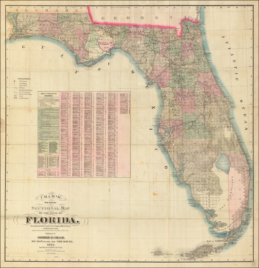 50-Florida Map By George F. Cram