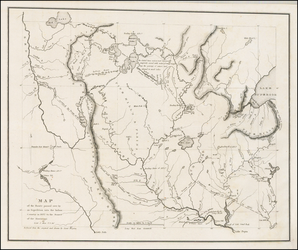 75-Midwest, Minnesota and Plains Map By Henry Schoolcraft