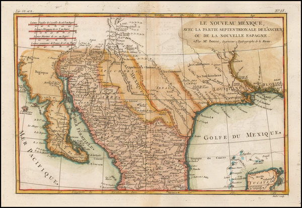 56-Texas, Southwest, Mexico and Baja California Map By Rigobert Bonne