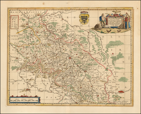 37-Poland and Czech Republic & Slovakia Map By Henricus Hondius