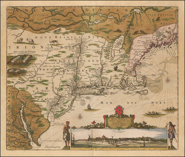 49-New England, Mid-Atlantic and Canada Map By Nicolaes Visscher I