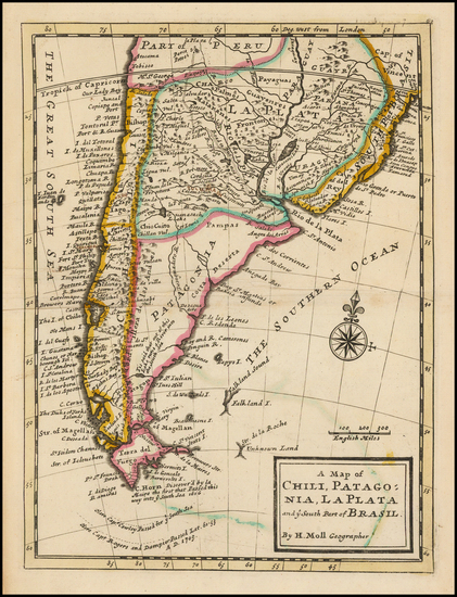 8-South America and Brazil Map By Herman Moll