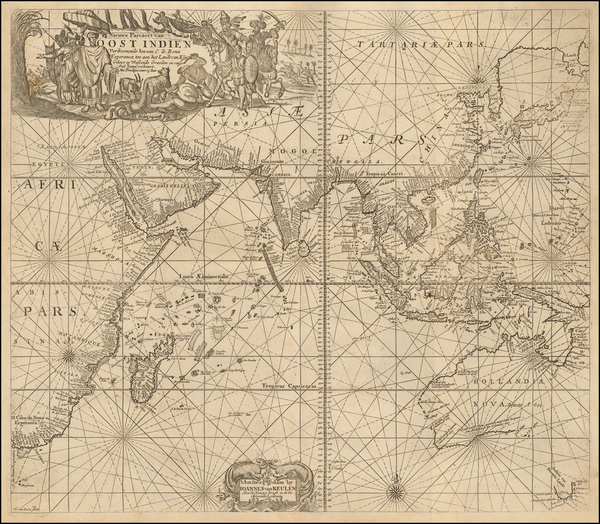 82-Indian Ocean, India, Southeast Asia, Philippines, Middle East and Australia Map By Johannes Van