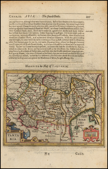 83-Alaska, China, Korea, Central Asia & Caucasus and Russia in Asia Map By Jodocus Hondius / S