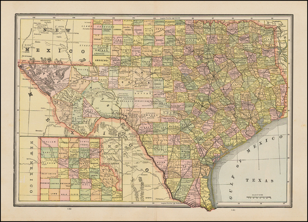 92-Texas Map By George F. Cram