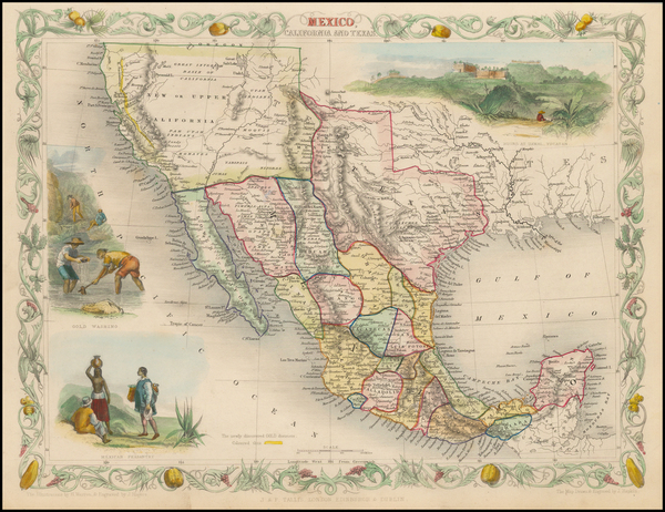 62-Texas, Southwest, Rocky Mountains, Mexico and California Map By John Tallis