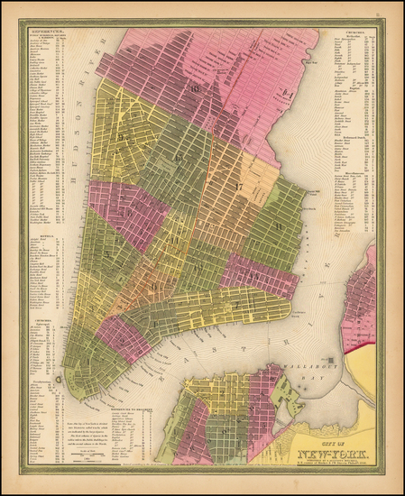 12-New York City Map By Samuel Augustus Mitchell