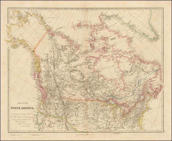 96-Plains, Rocky Mountains, Alaska and Canada Map By John Arrowsmith