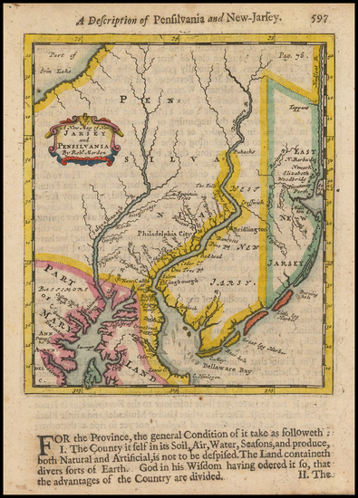 85-Mid-Atlantic, New Jersey and Pennsylvania Map By Robert Morden