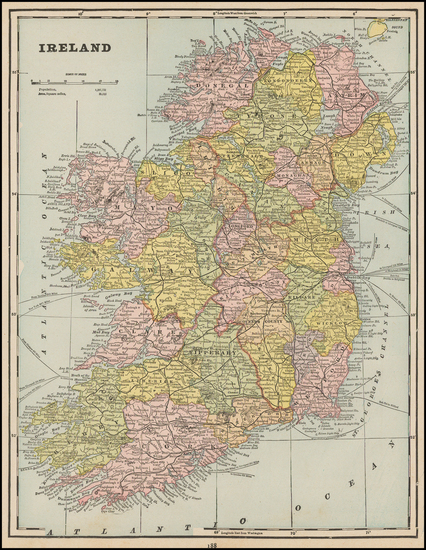 94-Ireland Map By George F. Cram